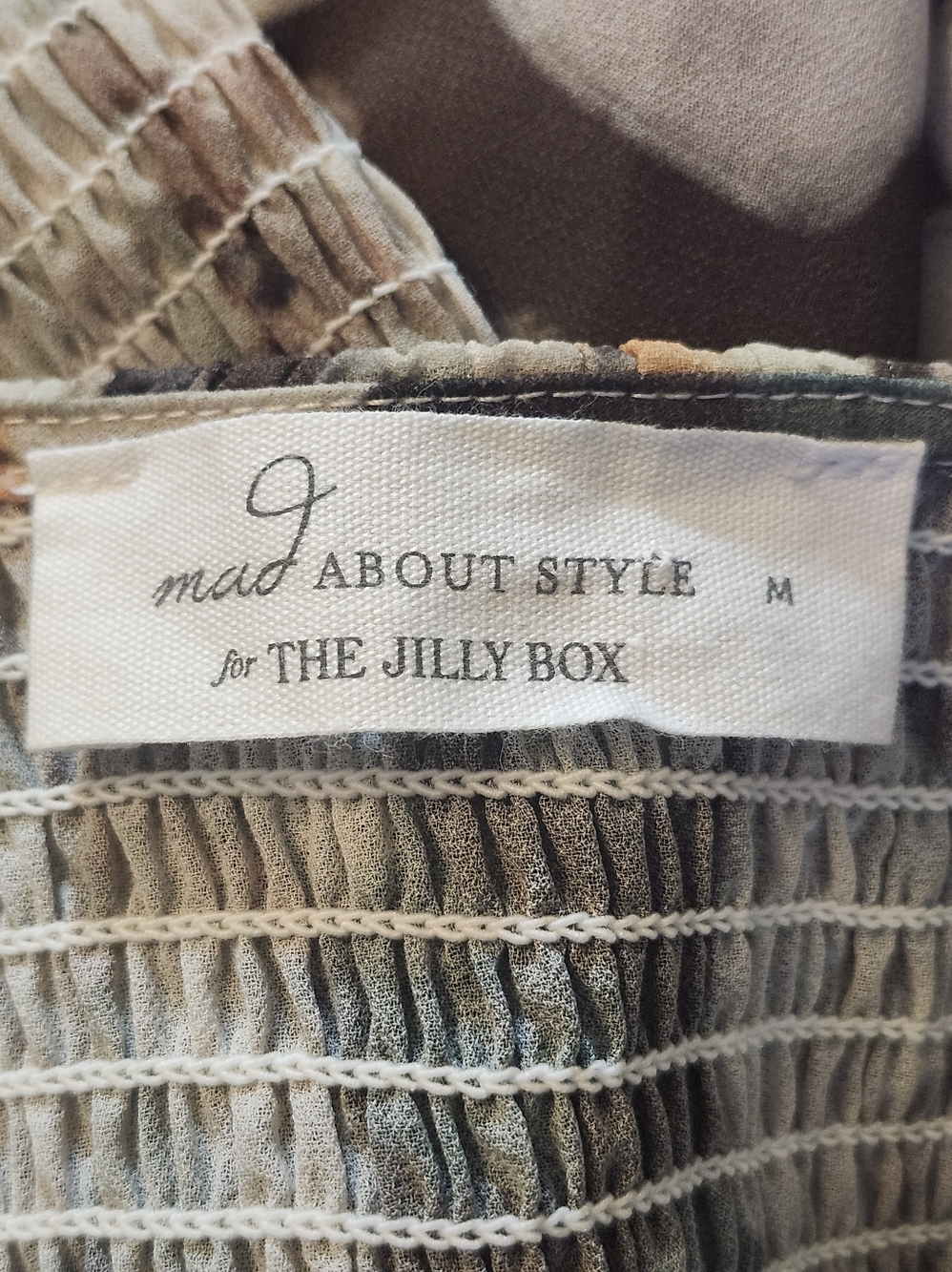 Jilly Box Floral Smocked Midi Dress in Brown and Cream - Picture 2 of 13